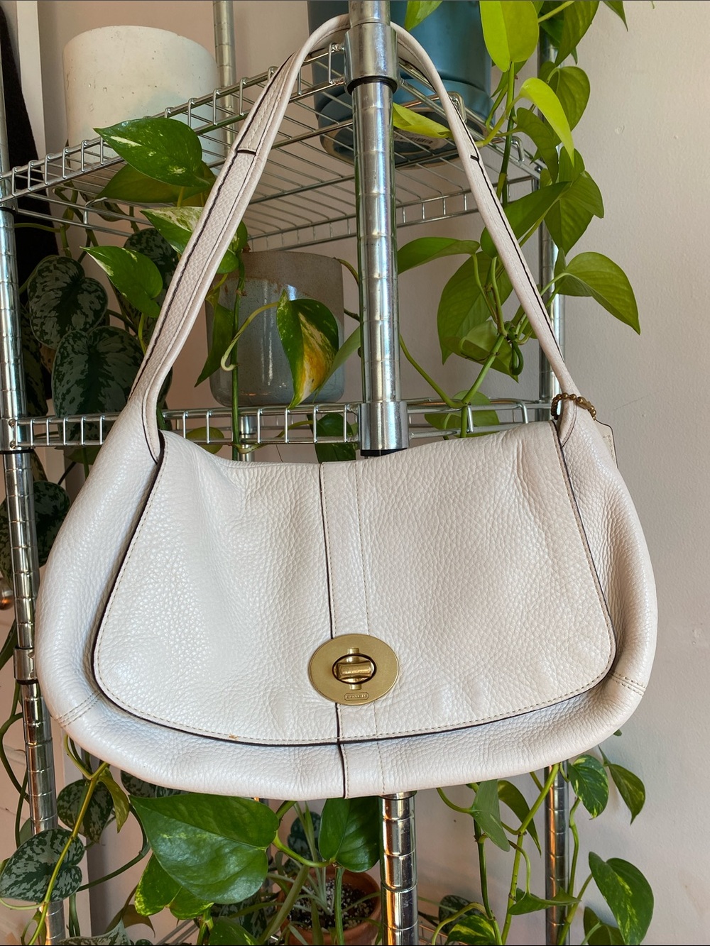 Vintage Coach White Leather Purse